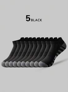 5/10 Pairs Men's Popular Thin Short Socks, Minimalist Black, White, Grey, Mesh Breathable Socks Suitable For Daily Wear, Youths, Students, Running, Sports, Size 39-44 - Multicolor - View 10