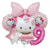 Sanrio Number Balloon Set,  Cute Birthday Package Decorations,  Cartoon Foil Balloon, Digital Printed Balloons,  Birthday Party Decor Balloon Set,  Pink Cute Theme Party Balloon Decoration Combo,  Room Wall Background Creative Decoration