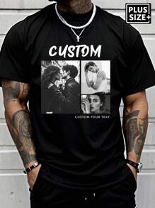 Koszulka męska w dużym rozmiarze z nadrukiem i zdjęciem, spersonalizowany tekst i wzór inspirowany zwierzętami. Idealne na rocznice dla par, spotkania rodzinne, letnie zestawy, prezent na Dzień Ojca i odzież dla miłośników zwierząt.