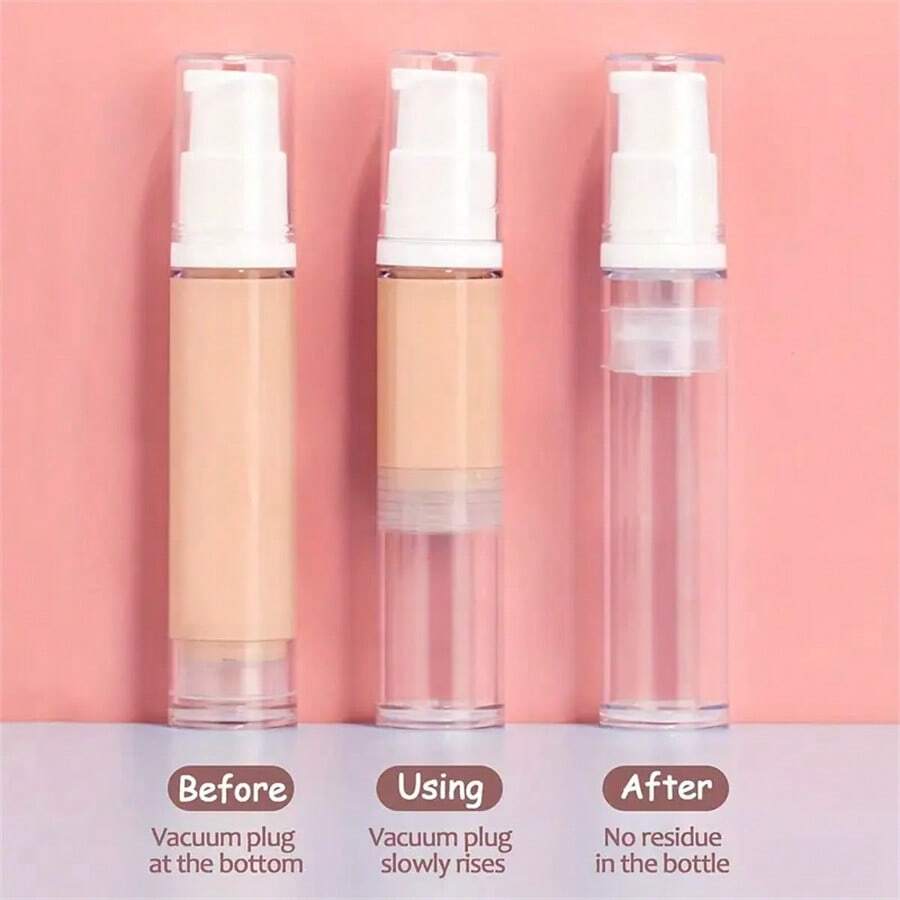 3pcs 0.34oz Airless Pump Bottles, Clear Travel Size Cosmetic Containers For DIY Foundation, Makeup, Gel, Essence, Lotion, Moisturizer, Refillable And Lead-Free, Portable Accessories Storage - Multicolor - View 1