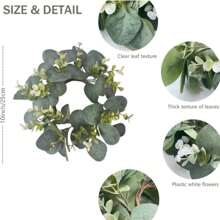 1 Pc Eucalyptus Wreath Artificial Kitchen Cabinet Wreath Artificial Green Wreath Farmhouse Wreath Door Wall Window Decoration,Candle Ring, 10 Inches,Artificial Fall Wreath 25cm Large Autumn Wreath For Front Door With Leaf Leaf Harvest Wreath Thanksgiving Festival