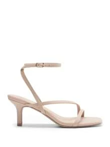 Women Minimalist Low Kitten Heeled Sandals Open Square Toe Ankle Strap Sexy Dress Shoes For Autumn Wedding Party Prom Wearing - khỏa thân - Xem 7