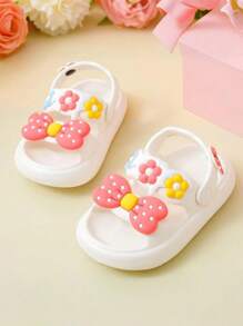 A Pair Of Summer New Lightweight, Breathable And Comfortable Soft Soled Children's Slippers With Cute Bows That Can Be Worn Externally - White - View 5