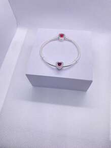 1 pièce 2025 Nouveau bracelet de mode haut de gamme pour femmes DIY meilleures . Bracelet à perles avec bouton strass et charms cœur rouges brillants. Convient pour un port quotidien, idéal pour la Saint-Valentin, la Fête des Mères, les fêtes entre dames, un cadeau d'amour romantique, un bracelet à breloques