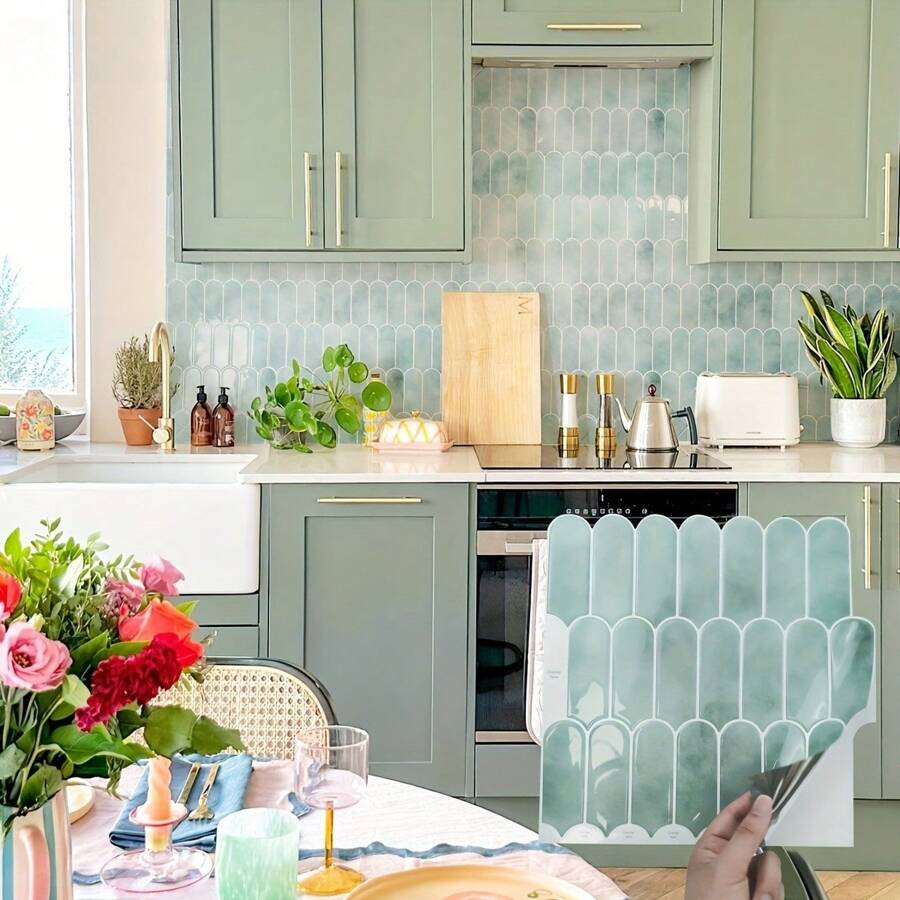 4/10/20 piezas Pegatinas de pared creativas 3D de mosaico de plumas - Resistentes al aceite y a la humedad, autoadhesivas, para azulejos de cocina y baño - Apropiadas para salpicaderos, renovación de paredes, decoración de paredes de baño y decoración de comedores