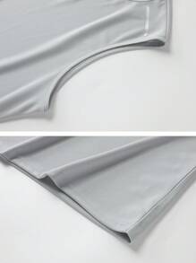 男士夏季速干无袖 T 恤，篮球训练健身单衣上衣 - 淺灰色 - 查看 5