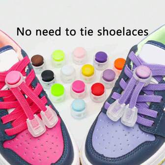1 par de cordones elásticos planos, a prueba de deslizamiento, sin necesidad de atar, adecuados para zapatillas y zapatos casuales, para deportes al aire libre y correr