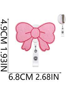 1PC/5Pcs Pink Bow Badge Reel For ID Card Badge Retractable Badge Holder Cute Name Holders Clip For Medical Worker Nursing Student, School Supplies,Back To School