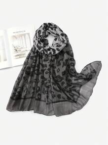 1条夏季新款金银双色丝质豹纹印花围巾，女士高端时尚围巾，长款头巾，日常空调房旅行防晒披肩，以及家庭节日礼物 - 圍巾 - 查看 5