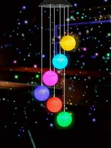 4 Solar Powered Hummingbird/Butterfly/Heart-Shaped/Round Wind Chime Lights, Colorful 6LED Hanging Lights, Romantic Purple Yellow Butterfly, Blue Hummingbird Design, Suitable For Courtyard Decoration, Balcony, Outdoor Garden Decoration, Parties, Holiday Atmosphere, (Solar Powered) - Multicolor - View 14