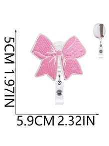 1PC/5Pcs Pink Bow Badge Reel For ID Card Badge Retractable Badge Holder Cute Name Holders Clip For Medical Worker Nursing Student, School Supplies,Back To School