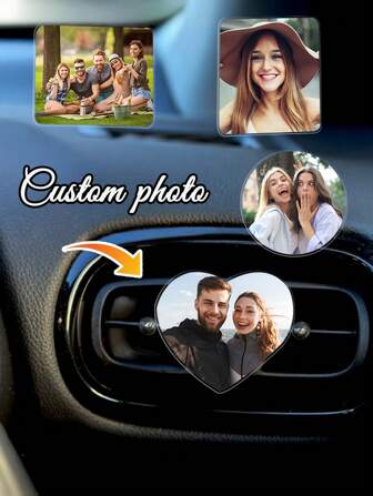 1pc Customized Photo Car Vent Clip, Personalized Acrylic Car Interior Accessories, Art Decoration, Multi-Purpose Decorative Items For Women'S And Men'S Vehicles, Acrylic Car Ventilation Clip - Personalized Photo Diffuser, Suitable For Daily Use,Graphic Print,Christmas Gift Supplies