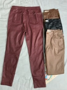 Women's Resin Elastane Pants - Burgundy - View 2