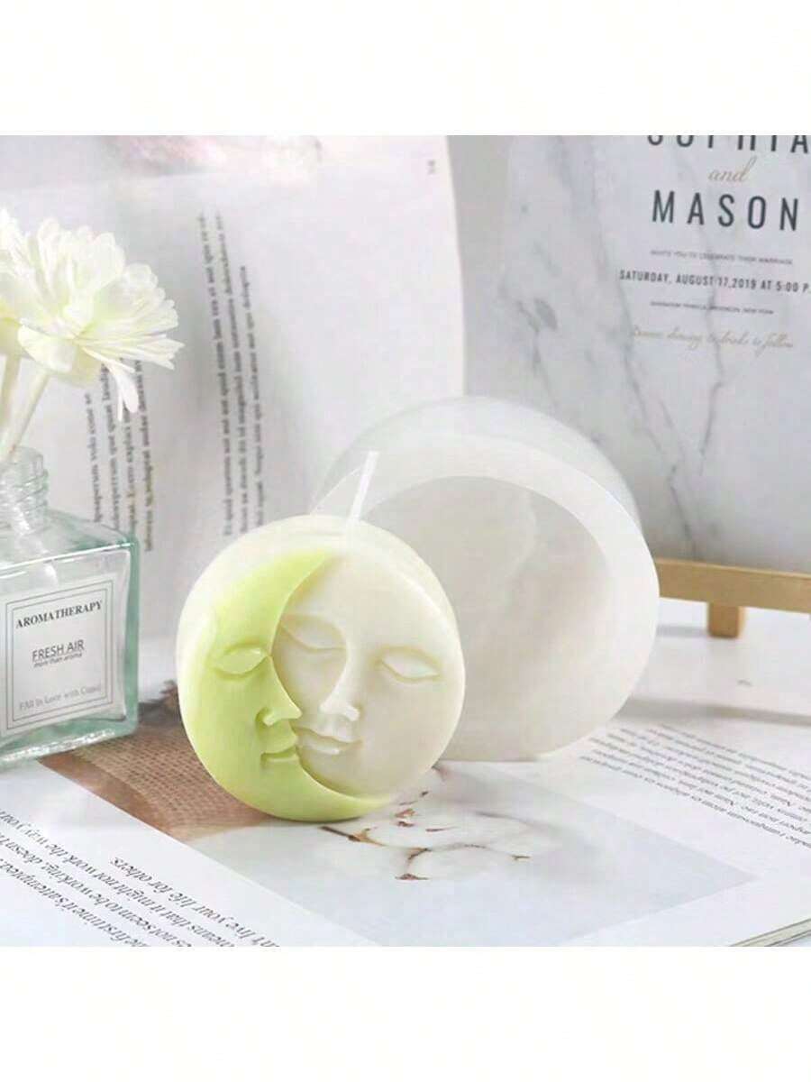 Moon-Shaped Face Silicone Candle Mold With Unique Design