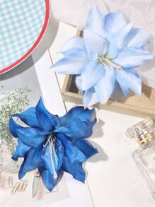 2pcs Blue Tone Bohemian Style Large Faux Flower Hair Clips, Elegant Beach Vacation Hair Accessories Claw Clips Hair Claws Hair Barrettes, School Stuff, Vacation Outfits Woman - Multicolor - View 2