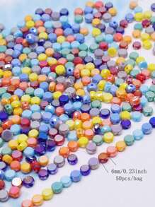 Mixed Color 30pcs 8mm/Bag Flat Round Faceted Glass Beads AB Color Disc-Shaped Glass Loose Beads For Jewelry Making DIY Bracelet Earring