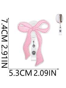 1PC/5Pcs Pink Bow Badge Reel For ID Card Badge Retractable Badge Holder Cute Name Holders Clip For Medical Worker Nursing Student, School Supplies,Back To School