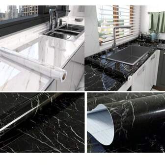 Self Adhesive Kitchen Worktop Covering Vinyl Wrap Cupboard Door Marble Stickers  60cmx10m