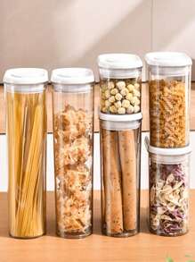 1/4Pcs Storage Containers With Lids, Clear Food Storage Jar For Pantry Cookie Flour Cereal Rice Sugar Tea Coffee Beans Spice, Airtight Food Storage Containers With Lids, Clear Plastic Storage Jars For Dry Food, Leakproof Pantry Organization Containers