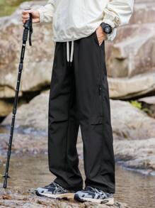 男士户外徒步裤，防水防风工装裤，带多个拉链口袋，登山休闲裤，适合春夏秋冬，休闲，工作，运动 - 黑色 - 查看 4