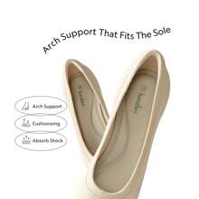 Women's Kitten Heels Pointed Toe Work Pumps Comfortable Knitted Closed Toe Solid Color Dress Wedding Shoes For Casual, Formal, And Commute Wear - Màu be - Xem 2