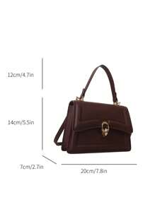 优雅纯色时尚手提包，复古女式翻盖钱包，PU 斜挎单肩包，带顶部提手