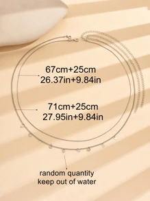 Bộ 2 món trang sức kim loại tối giản gợi cảm phong cách kỳ nghỉ mặt dây chuyền xu ngẫu nhiên, phù hợp với trang phục bikini thường ngày - Trắng K - Xem 5