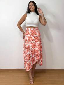 Women's Wrap Skirt With Viscose Lining - Orange - View 3