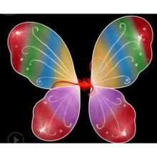 Alas de mariposa para adultos y niños, ángel de hadas, tutú multicolor, disfraz para fiesta de cumpleaños, accesorios de vestir - Arcoiris rojo - Ver 2
