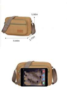 Men's Fashion Casual Sling Shoulder Bag, College Student Crossbody Backpack Sling Bag - Khaki - View 2