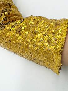 1 双优雅亮片拼接鱼鳞纹长手套，50厘米女士无指手套，春夏季