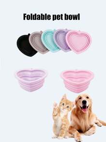 1/2pcs Cat/Dog Lover Gift And Dog/Cat Mom Love Pet Silicone Bowl, Cat/Dog Lover Gift And Dog/Cat Mom Love Pet Food Bowl For Cat Lover And Cat Mom Loves & Dog Lover And Dog Mom Loves, Foldable Portable Silicone Material