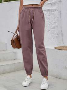 Nuevos pantalones largos de mujer para el verano de 2025, pantalones casuales de moda, más convenientes para el deporte con puños, de tejido de punto delicado, que absorbe el sudor y es transpirable, suaves y cómodos, lavables y no deformables, con tejido elástico que moldea la figura de las piernas - Rosa - Ver 2