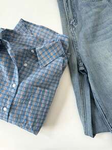 YUXIN Vintage Chic Casual Plaid Long Sleeve Lightweight Shirt For Women, Spring/Summer/Autumn New Design Loose Lapel Blouse