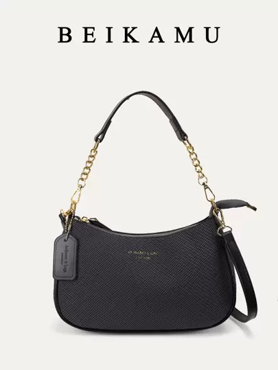 1 件女士纯色 PU 单肩包，多功能腋下包，适合工作通勤，可调节肩带斜挎包