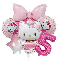 Sanrio Number Balloon Set,  Cute Birthday Package Decorations,  Cartoon Foil Balloon, Digital Printed Balloons,  Birthday Party Decor Balloon Set,  Pink Cute Theme Party Balloon Decoration Combo,  Room Wall Background Creative Decoration