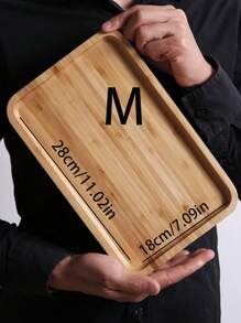 1 pieza Bandeja de vajilla de bambú amarillo, plato rectangular de madera para restaurante, cocina, postre, fruta, café, té, comedor, barbacoa, hotel, bandeja de desayuno en el hogar