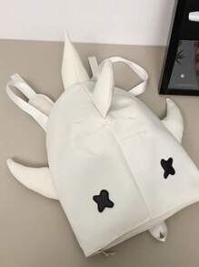 1pc Black/White/Gray Nylon Creative Cartoon Shark Design Men's Mini Backpack, Shoulder Bag, Messenger Bag, College Student Bookbag, Cute, Fashionable, Personalized, Funny Crossbody Bag, Ins Style, Casual Street, Travel Bag, Compact, Lightweight, Can Hold Phone, Books, Water Bottle, Wallet, Adjustable Strap, Multiple Carrying Ways - View 3