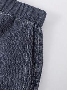 1pc Teen Boys Vintage Casual Avant-Garde Minimalistic Denim Effect Multi-Pocket Cargo Pants, Suitable For Spring/Summer/Autumn/Winter - Blue - View 6