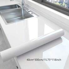 1件装厨房防油贴纸防水防潮橱柜墙纸自粘台面铝箔纸灶台防污贴纸 - 白色 - 查看 15