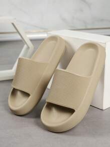 Women's Casual Soft Bottom Slippers, Comfortable For Home, Bathroom, Dorm, Office, Beach Wear - Khaki - View 5