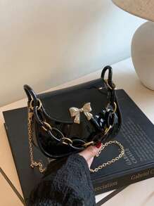 This 1-Piece Mini Solid Color Bow Shoulder Bag Features A Stylish Design, Comfortable And Exquisite Touch, High Aesthetic Value, And High-Quality Texture. It Has Multiple Styles To Choose From, Equipped With A Flip Cover, Suitable For School, Shopping, And Leisure Activities. Suitable For Daily Use In Spring And Summer, It Is The Best Choice For Gifting To Friends And Family - View 8