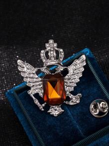 1 peça Broche em forma de ave de rapina feroz (morcego, lobo, águia) em estilo retrô dourado/prateado para terno masculino