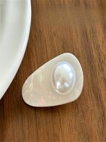 4 件套不对称珍珠发夹套装，字母图案亚克力发夹，女士独特发饰 - 彩色 - 查看 8