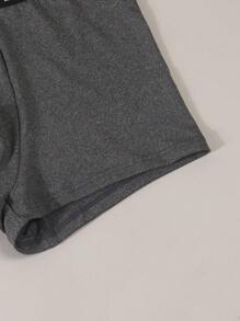 Men's Simple Gray Graphic Printed Stretchy Breathable Boxer Briefs For Everyday Wear - Grey - View 8