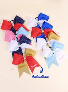 1 件定制女孩发带个性化名字发带亮片闪光发带女孩多色头发弹性儿童啦啦队蝴蝶结精致定制啦啦队蝴蝶结发带发饰啦啦队女孩发圈啦啦队蝴蝶结发带发带弹性带水钻蝴蝶结发绳女孩发饰，婚礼发饰 - 彩色 - 查看 3