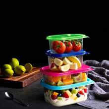 10pcs Stackable Food Storage Containers With Lids, Plastic Lunch Boxes, Suitable For Grains, Meat, Fruits, And Vegetables - Dishwasher And Microwave Friendly - Multicolor - View 3