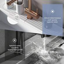 2pcs/Set Faucet Mat For Kitchen Sink 24'' Long Diatomite Fast Drying Stone Sink Tray Super Absorbent Prevents Moisture Buildup Faucet Splash Guard For Bathroom Counter