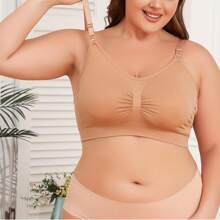 Women's Soft Seamless Nursing Bra With Adjustable Straps & Removable Padding, Comfortable Maternity Bralette For Breastfeeding & Pregnancy, 2025 Full Coverage Nursing Bras - 彩色 - 查看 8