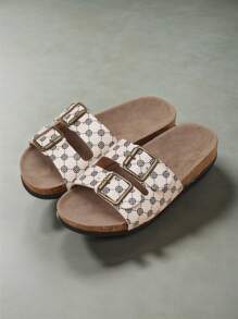 Kids' Summer Fashion Printed Strap Slides Beach Sandals - White - View 2